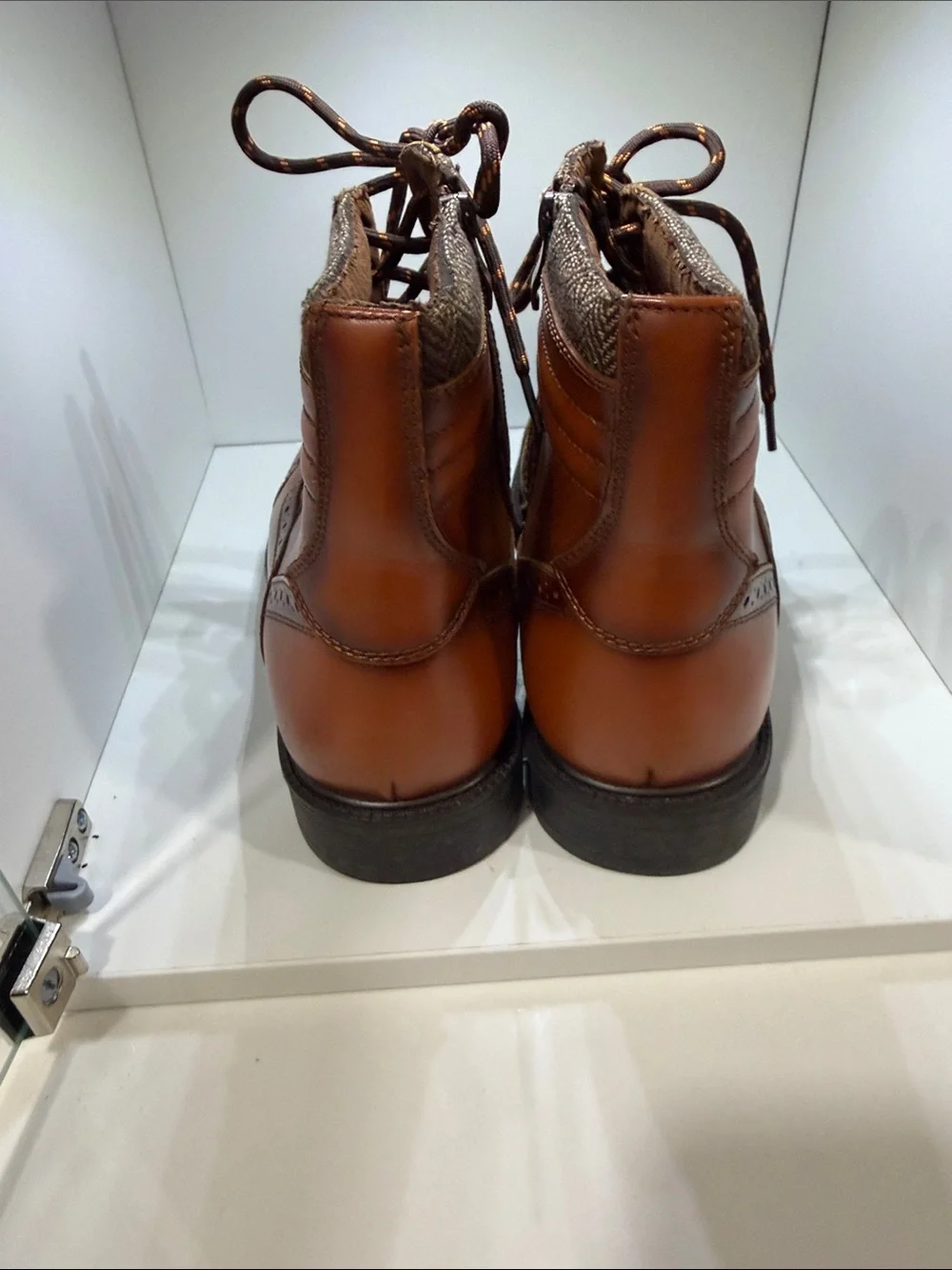 Source Unknown Men's Tan Leather Wingtip Lace-Up Boots